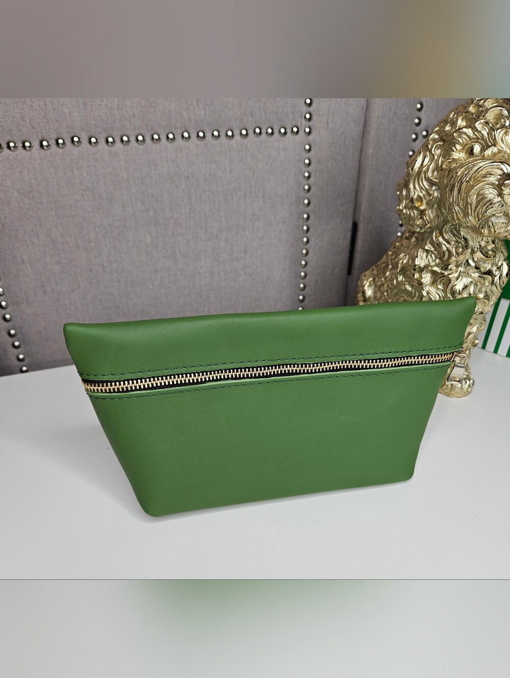 Portland Leather Goods Large Cactus Green Makeup Bag